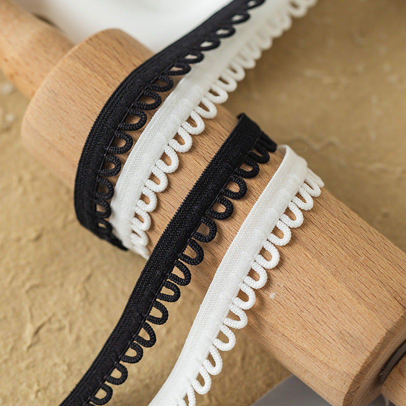 FREEDOMBEAUTY | Factory Direct 1.2CM Elastic Semicircular Ring Rope Belt Black and White Spot, Handmade DIY Women's Luggage Elastic Band