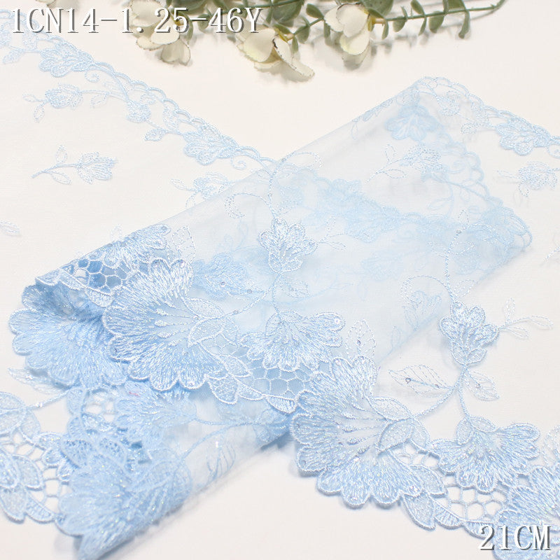 FREEDOMBEAUTY |  multi-color water-soluble embroidery lace exquisite sequined silver thread flowers, skirt wedding dress DIY lace accessories