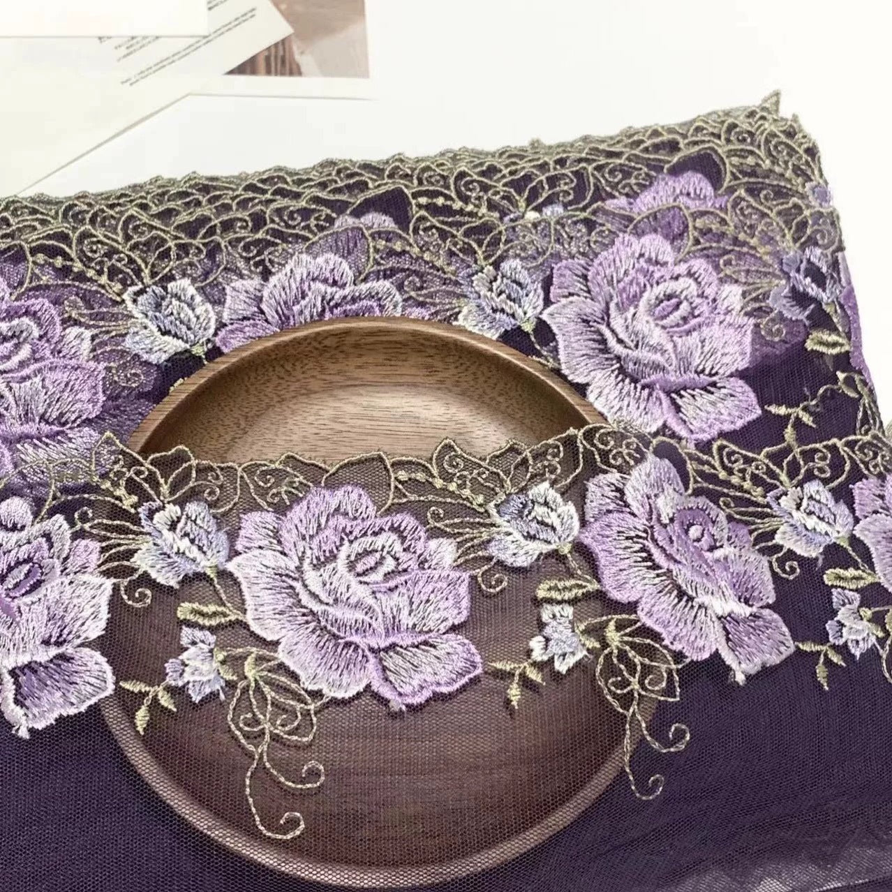 FREEDOMBEAUTY | Spot Heavy Industry Rose Embroidery Mesh Yarn Lace Accessories Clothing DIY Fabric Decoration