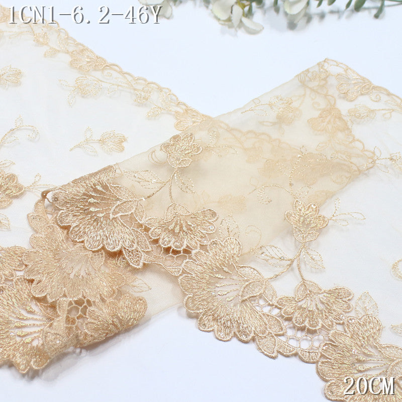 FREEDOMBEAUTY |  multi-color water-soluble embroidery lace exquisite sequined silver thread flowers, skirt wedding dress DIY lace accessories
