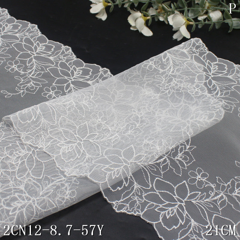 FREEDOMBEAUTY | Summer Clear White Mesh Single/Bilateral Vine Embroidery Lace, Veil Skirt Accessories