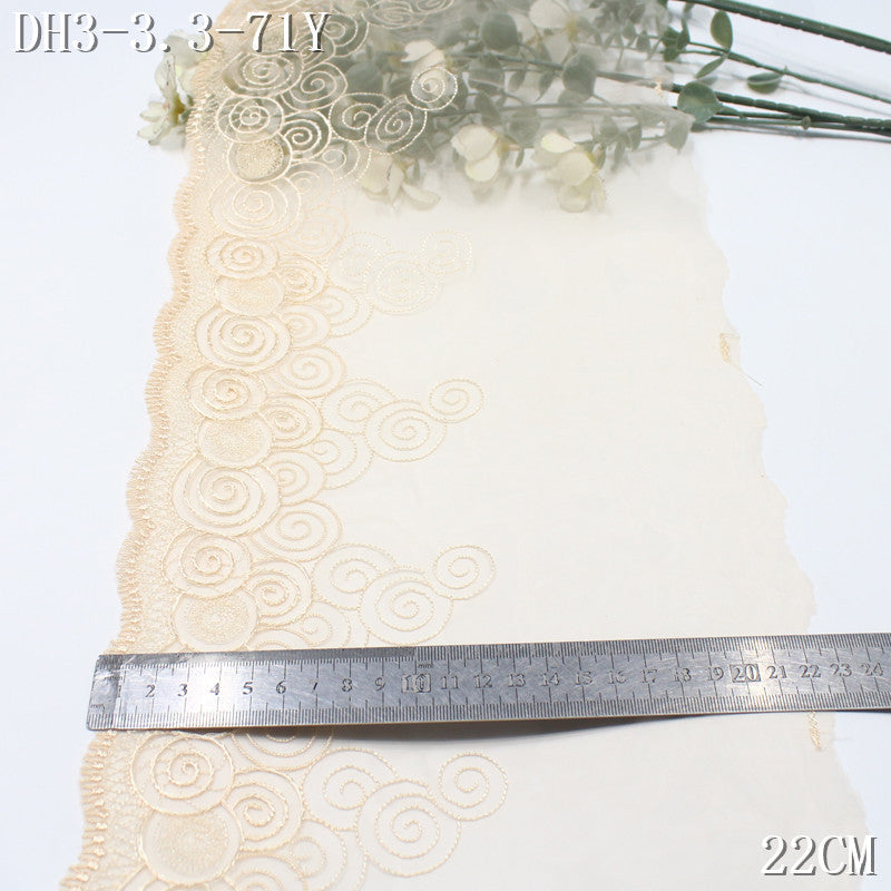 FREEDOMBEAUTY | Chinese auspicious cloud roll pattern three-color light and thin mesh embroidery lace, Hanfu cheongsam neckline lace accessories