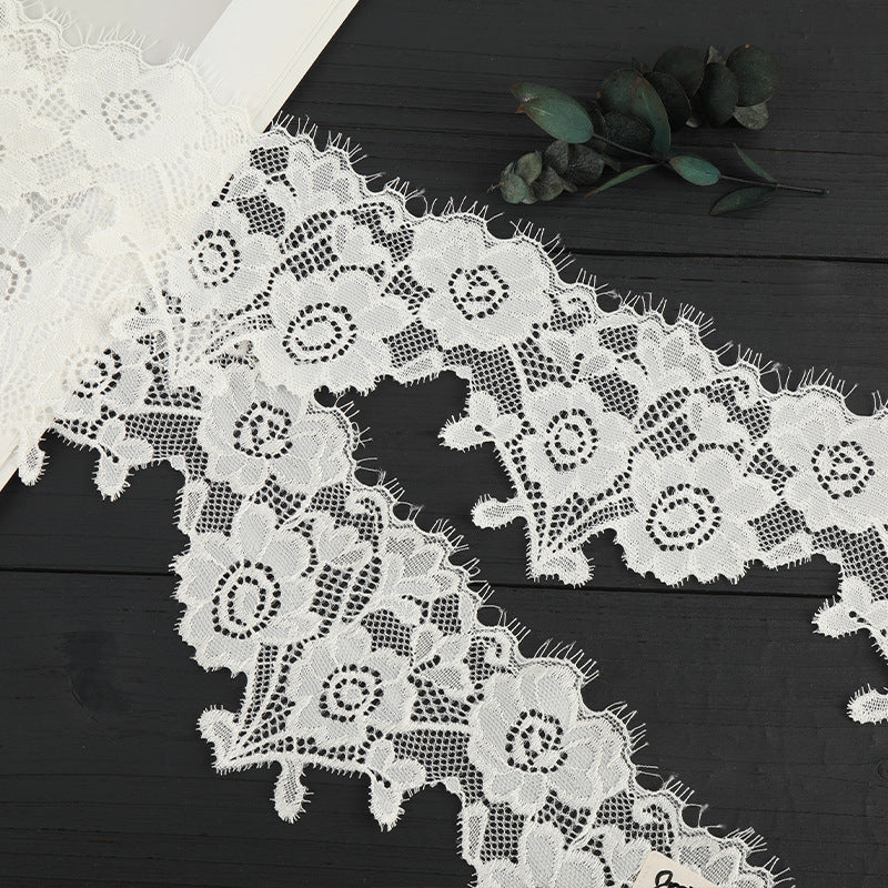 FREEDOMBEAUTY | [laser-cut lace] White eyelash lace, elastic laser cut lace, toy home textile clothing lace accessories