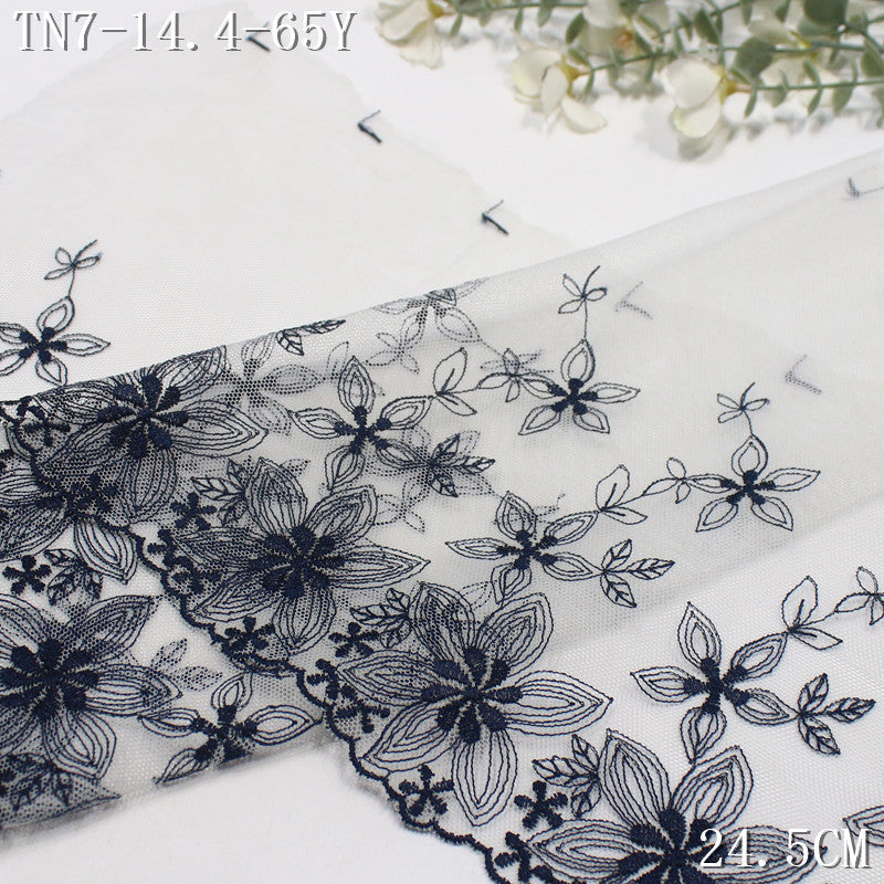 【1Pack】-Freedombeauty | Fresh and elegant white mesh yarn small flower leaf pattern embroidery lace 24.5cm clothing accessories
