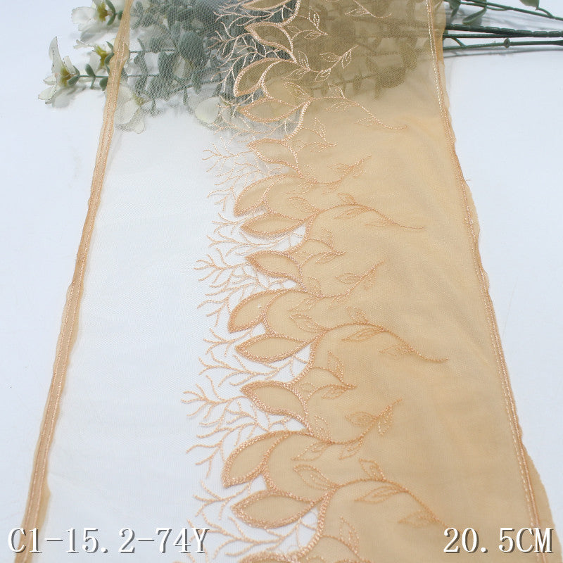 FREEDOMBEAUTY | Apricot double mesh fashion branches and leaves embroidery lace, clothing handmade DIY lace accessories