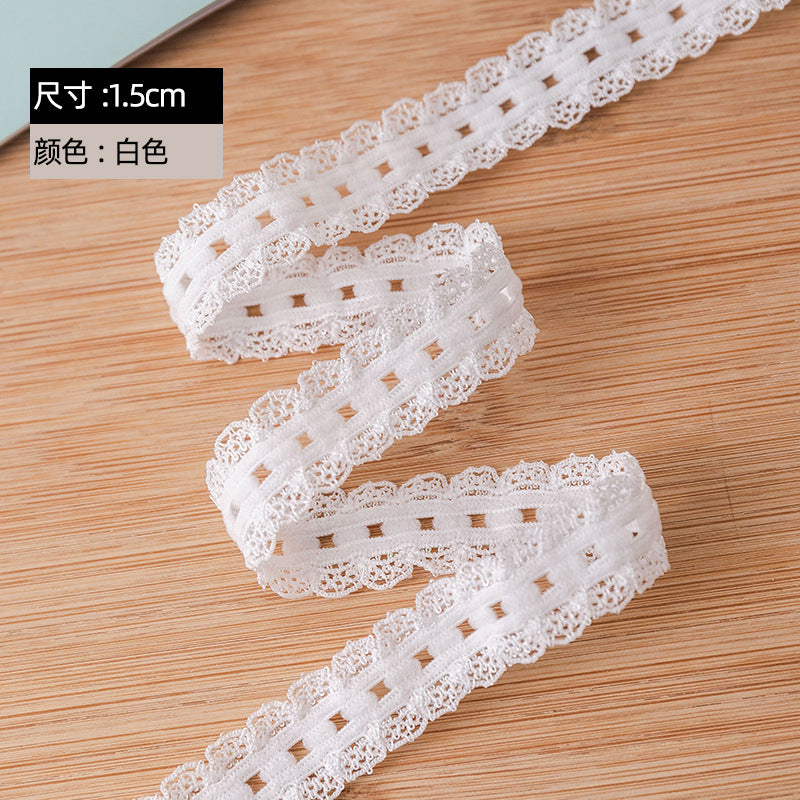 FREEDOMBEAUTY | Manufacturer supplies 1.5cm polka dot flower bud knitted elastic elastic ribbon clothing decorative webbing black and white spot