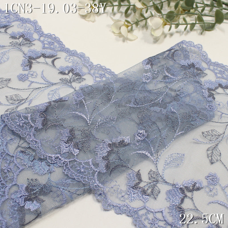 【1Pack】-Freedombeauty | Three-color mesh bilateral classical exquisite flower embroidery lace 22.5cm clothing jewelry home textile accessories