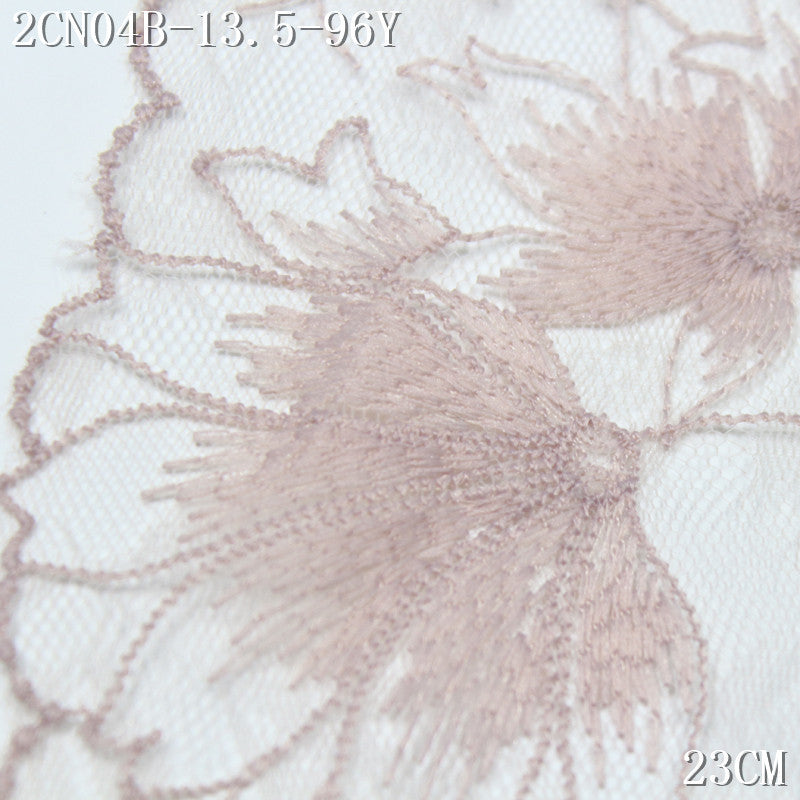 FREEDOMBEAUTY | Fresh naked pink dandelion light mesh embroidery lace, girl skirt decoration handmade dress accessories