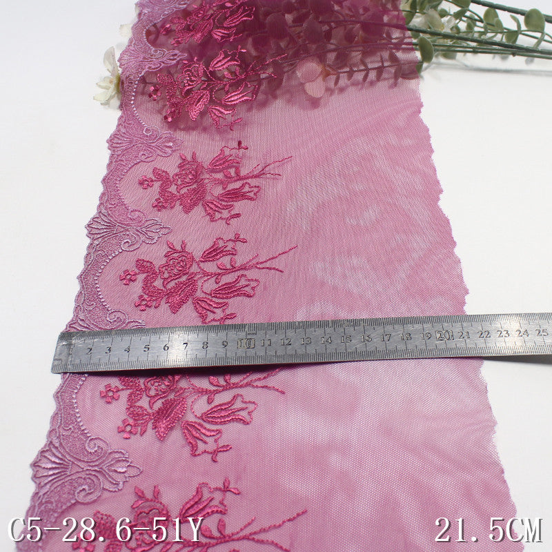 FREEDOMBEAUTY | Fuchsia French exquisite flower mesh embroidery lace, underwear dress neckline lace accessories