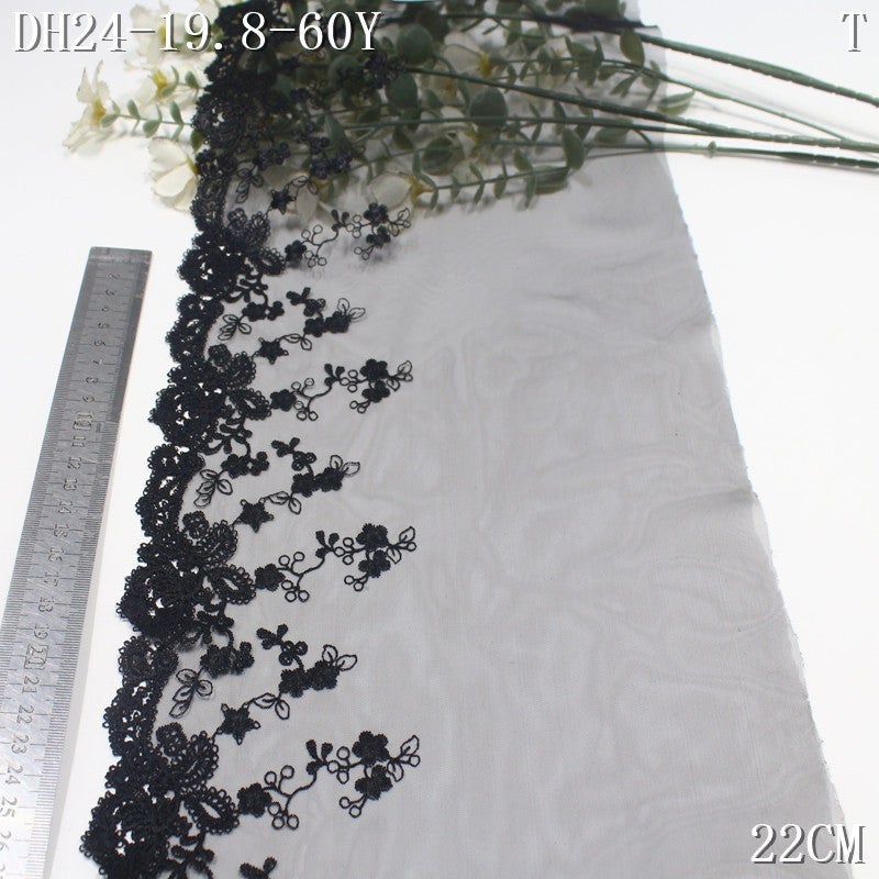 FREEDOMBEAUTY | Spot black retro classic mesh water-soluble embroidery lace 22cm skirt underwear lace accessories DIY