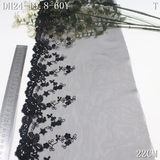 FREEDOMBEAUTY | Spot black retro classic mesh water-soluble embroidery lace 22cm skirt underwear lace accessories DIY