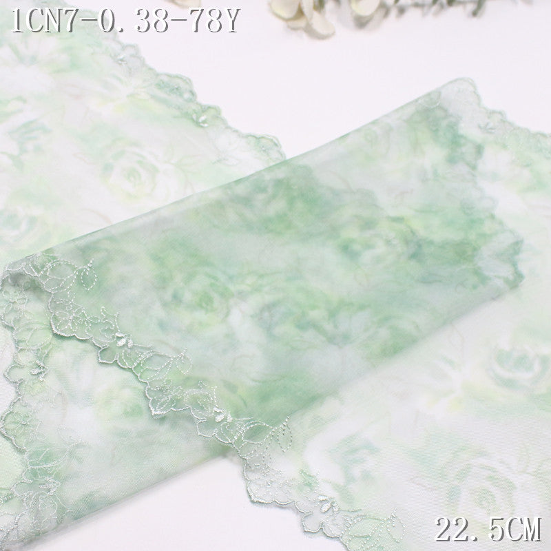 FREEDOMBEAUTY | [1Pack] Fresh printing mesh yarn bilateral flower embroidery lace 23cm skirt clothing DIY decorative lace accessories