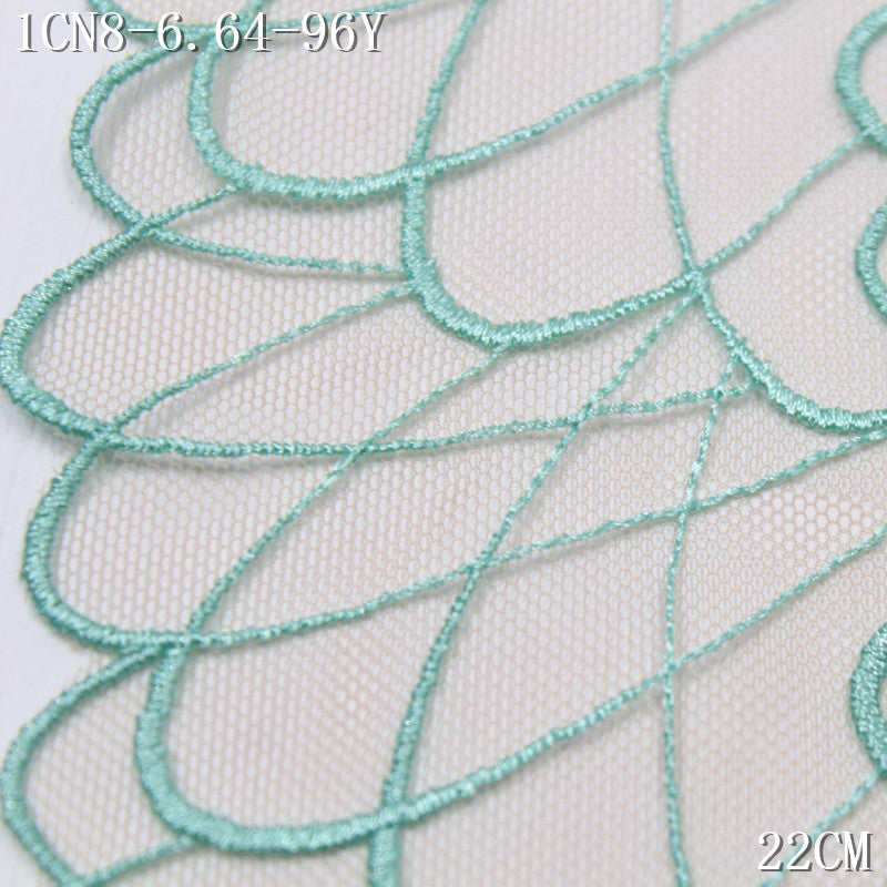 【1Pack】-Freedombeauty | Fresh and literary skin tone light mesh fan pattern embroidery lace 22cm Mori clothing DIY accessories