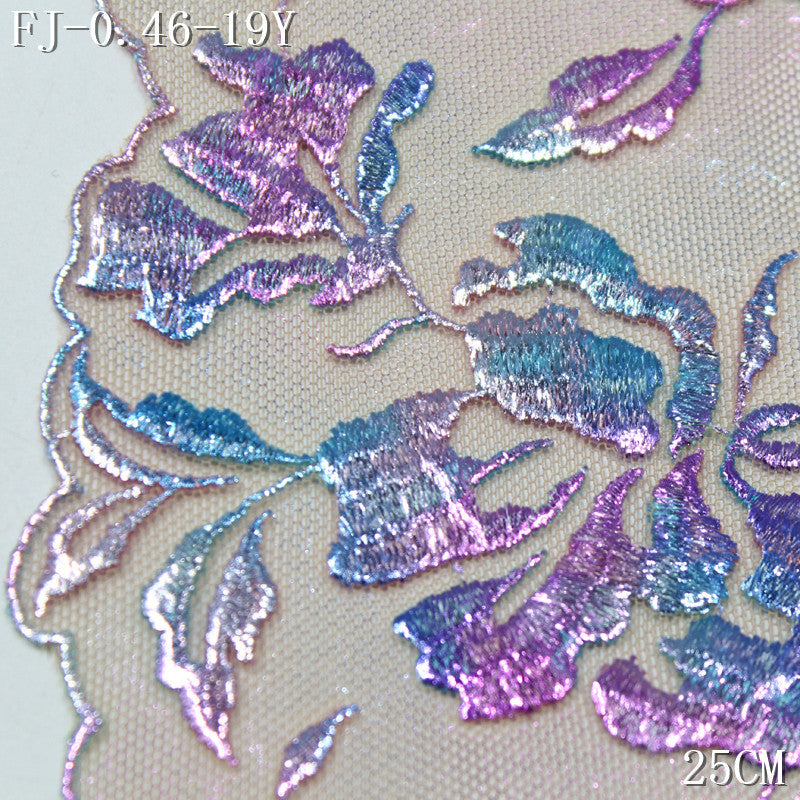 FREEDOMBEAUTY | [1Pack] Symphony Cyberpunk bronzing flower mesh embroidery lace, trendy stage clothing dressing accessories DIY