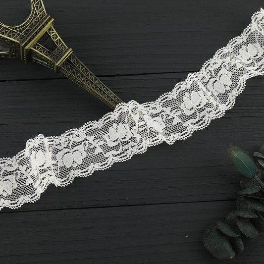 FREEDOMBEAUTY | [stretch] nylon silk lace, warp knitted elastic lace edge, wedding dress lace accessories, factory spot