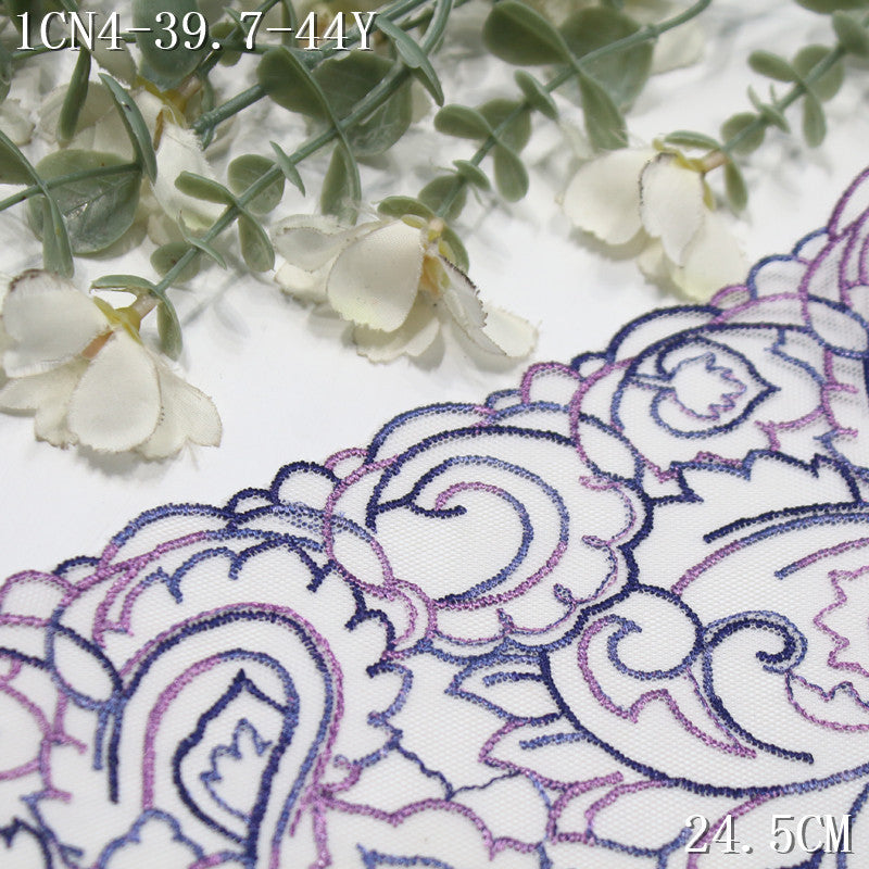 【1Pack】-Freedombeauty | European and American personalized multi-color combination stroke pattern mesh embroidery lace 24.5cm fashion jewelry accessories