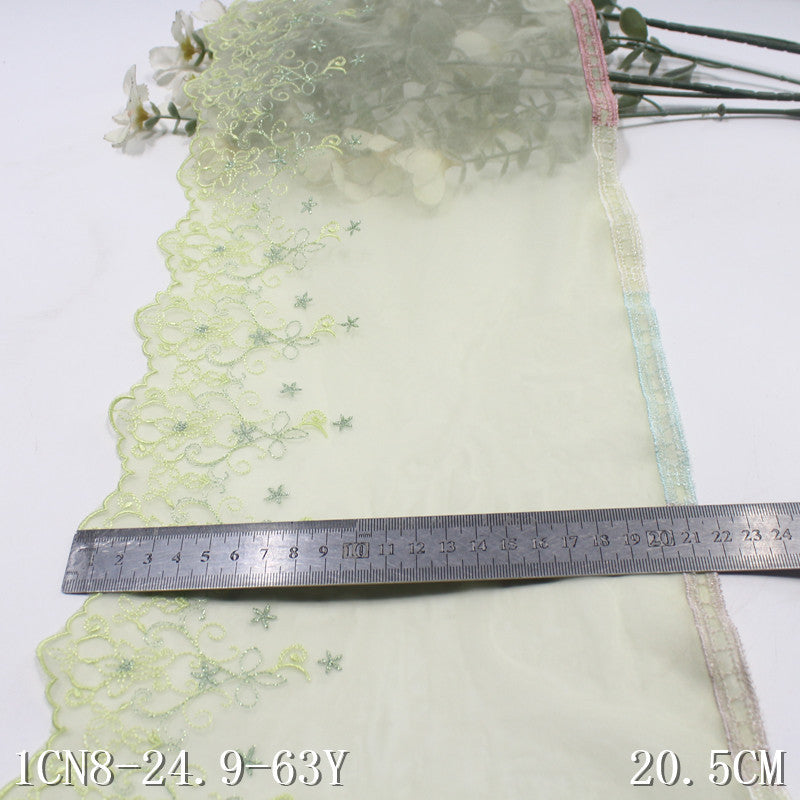 FREEDOMBEAUTY | [1Pack] Mori fresh green light mesh embroidery lace, underwear dress children's lace accessories DIY