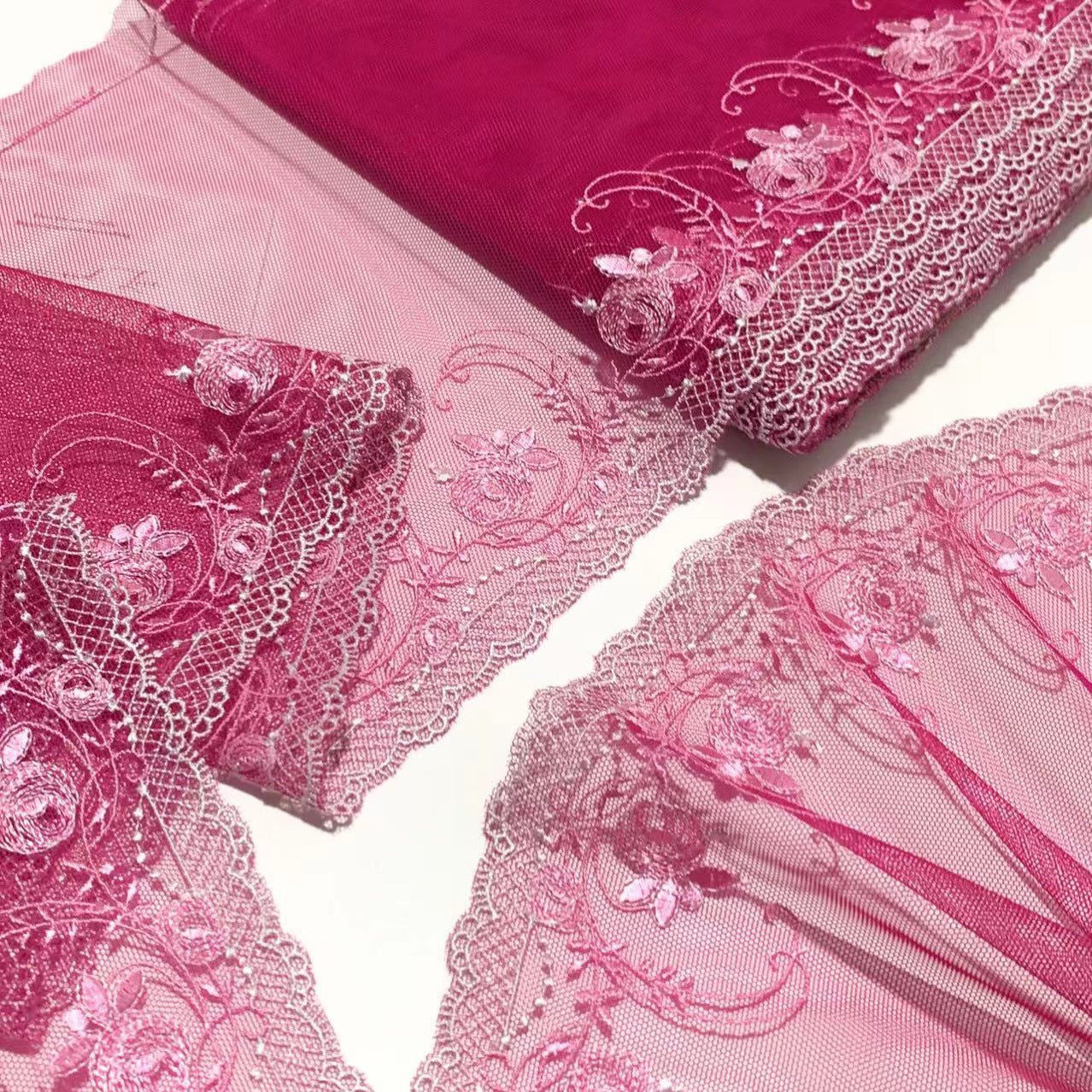 FREEDOMBEAUTY | Spot retro little rose embroidery mesh lace accessories design DIY soft fabric