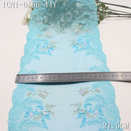 FREEDOMBEAUTY | European retro two-color mesh embroidery lace bilateral plant grass flower 21.5cm clothing accessories