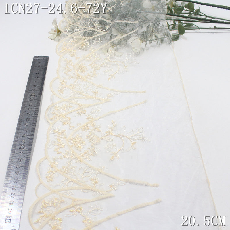 【1Pack】-Freedombeauty | French light luxury white mesh yarn unilateral ring line pattern embroidery 20.5cm fashion jewelry accessories