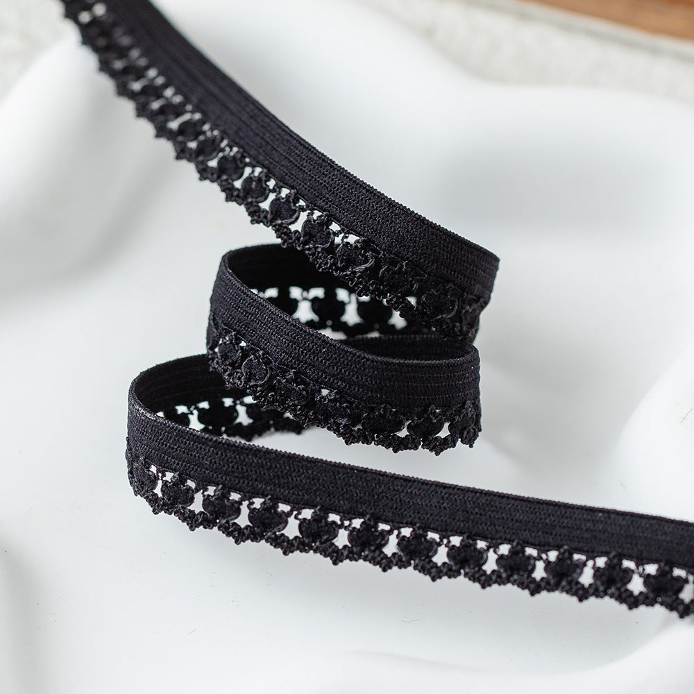 FREEDOMBEAUTY | Factory direct 1.2CM nylon lantern flower bud belt, black and white spot, underwear clothing elastic elastic band
