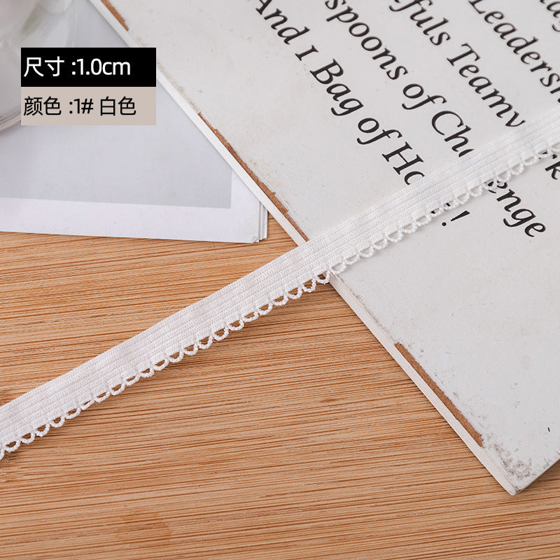 FREEDOMBEAUTY | Manufacturer supplies 1.0 cm flower bud flat belt, white nylon knitted dental belt, high elastic underwear and underwear elastic band