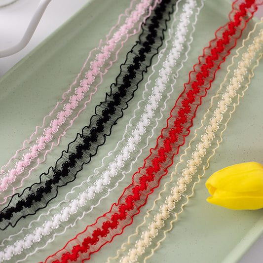 FREEDOMBEAUTY | 1.5cm color nylon crown fish silk elastic elastic band toy clothing decorative fish silk lace, factory spot