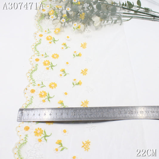 FREEDOMBEAUTY |  Boutique Summer Daisies Fresh Mesh Embroidery Lace, Pastoral Clothing Merchandise Lace Accessories