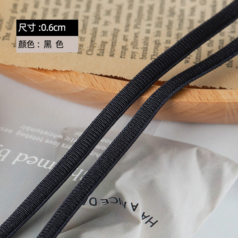 FREEDOMBEAUTY | Factory direct 0.6CM double-sided bright thread flat belt black and white spot clothing children's shoelaces elastic elastic band