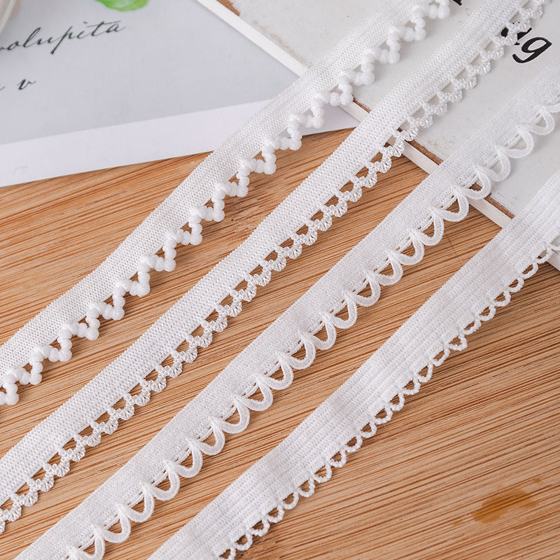 FREEDOMBEAUTY | Manufacturer supplies 1.0 cm flower bud flat belt, white nylon knitted dental belt, high elastic underwear and underwear elastic band