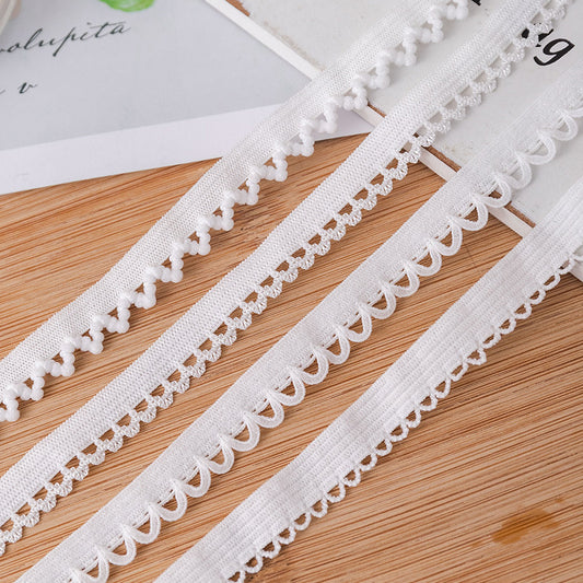 FREEDOMBEAUTY | Manufacturer supplies 1.0 cm flower bud flat belt, white nylon knitted dental belt, high elastic underwear and underwear elastic band
