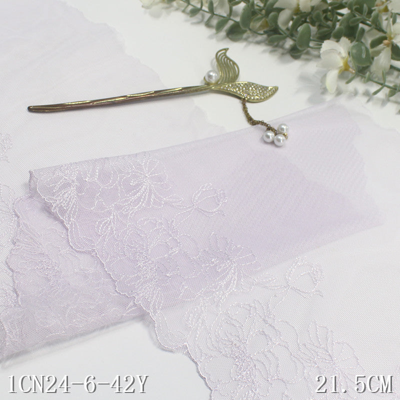 FREEDOMBEAUTY | Light-colored line-tracing flower mesh yarn embroidered lace 21cm skirt veil DIY lace lace accessories