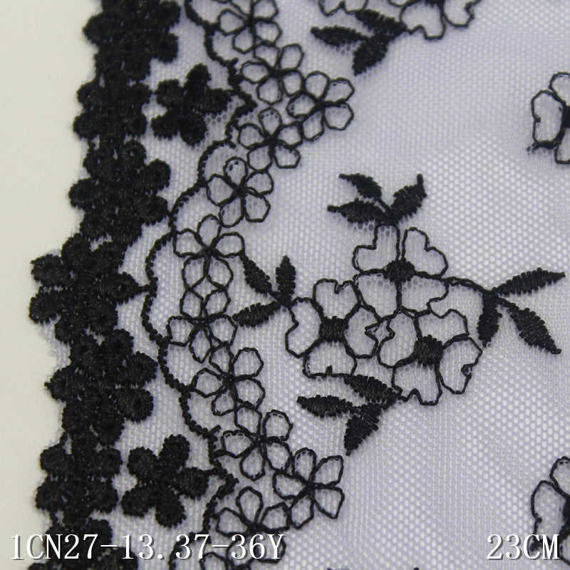 FREEDOMBEAUTY | Light purple mesh embroidered lace double-sided floral 23cm dress wedding dress DIY lace lace accessories