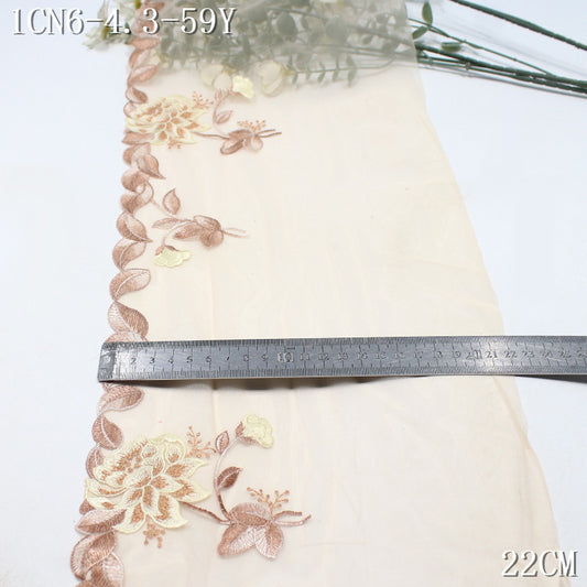 FREEDOMBEAUTY | Classical two-color gradual change silver thread flower mesh embroidery lace, dress skirt underwear lace accessories