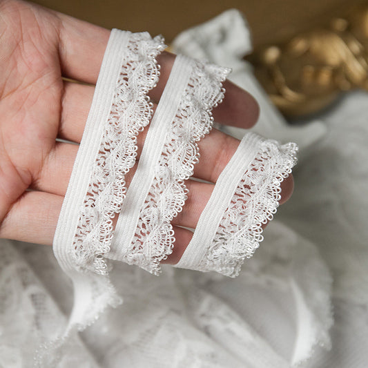 FREEDOMBEAUTY | Factory direct supply 2.5cm gold/silver/white, knitted nylon elastic flower bud belt, toy decorative webbing