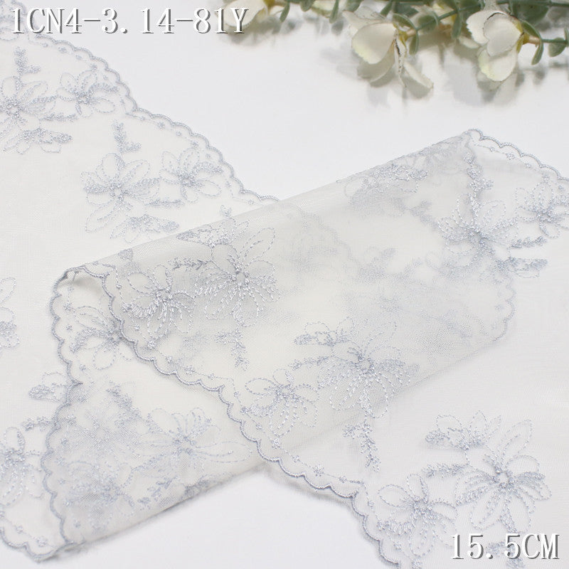 FREEDOMBEAUTY | [1Pack] Off-white bilateral simple and exquisite small flower mesh yarn embroidered lace 22cm skirt dress lace accessories