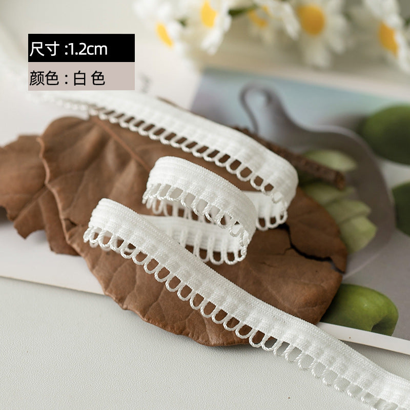 FREEDOMBEAUTY | Factory direct 1.2CM elastic tooth belt, white/black spot nylon M-shaped elastic belt, clothing elastic accessories