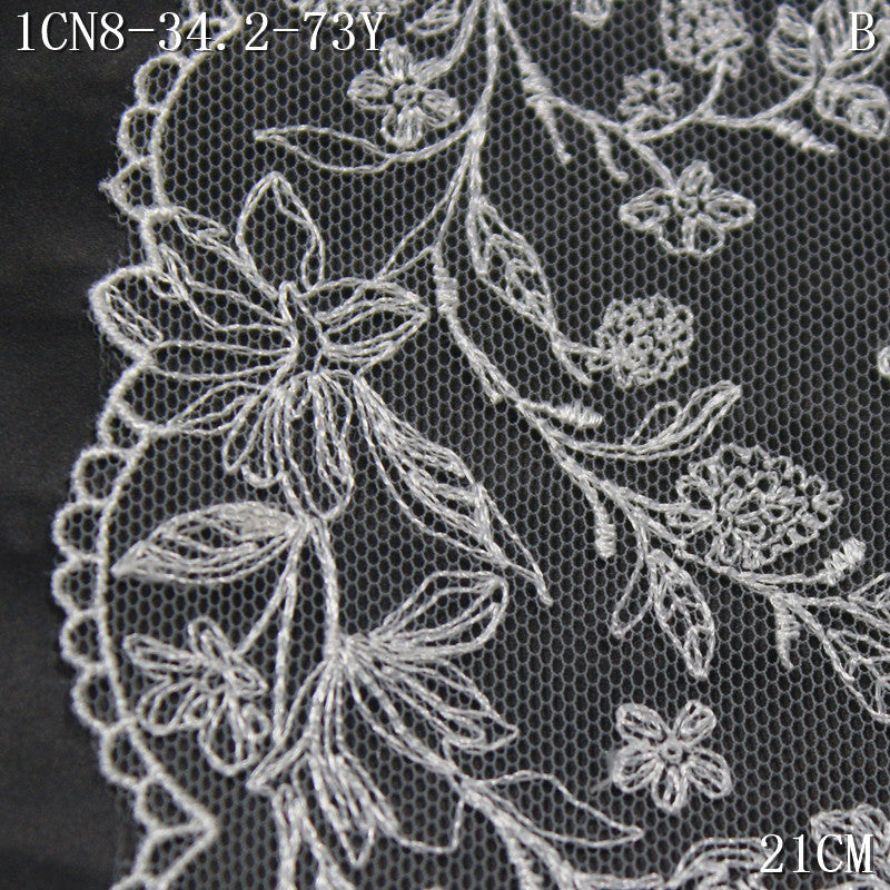 FREEDOMBEAUTY | [1Pack] This white simple flower cluster light mesh embroidery lace, dress wedding dress DIY lace lace accessories