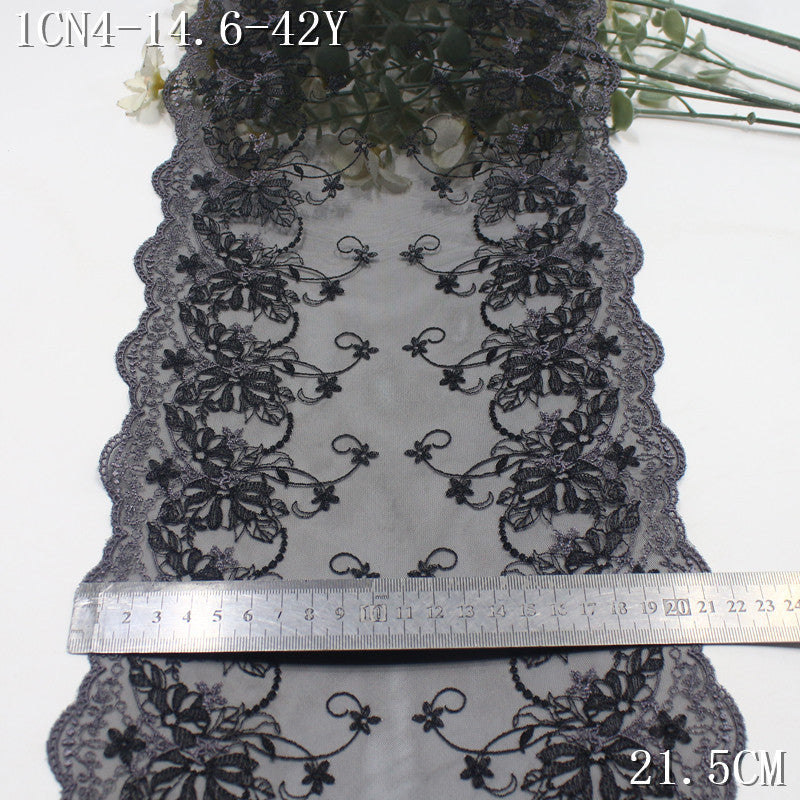 FREEDOMBEAUTY | Bilateral French fine pattern mesh embroidered lace 24cm skirt wedding headgear lace accessories