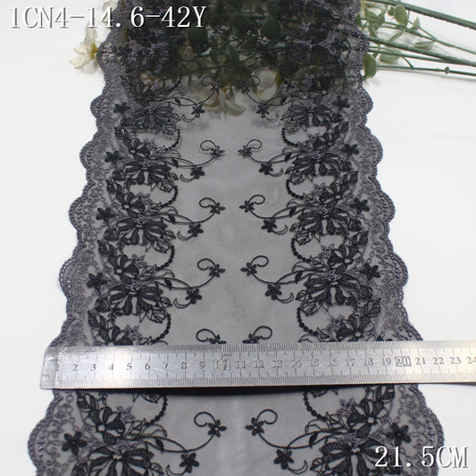 FREEDOMBEAUTY | Bilateral French fine pattern mesh embroidered lace 24cm skirt wedding headgear lace accessories
