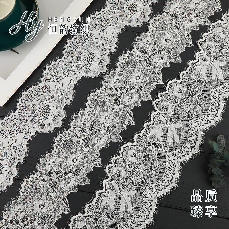 FREEDOMBEAUTY | [laser-cut lace] White nylon silk lace, elastic hollow lace weave, home textile clothing Lolita lace accessories