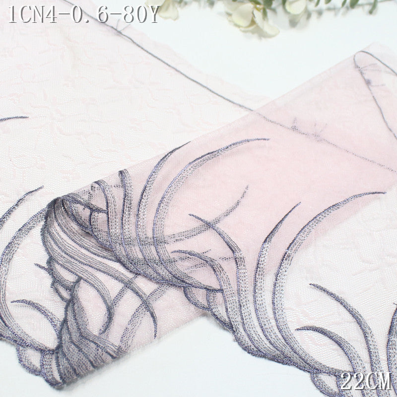 FREEDOMBEAUTY | Three-color light lace mesh simple striped thread embroidery lace 23cm clothing bra lace accessories