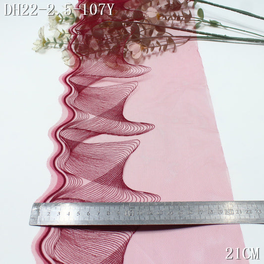 FREEDOMBEAUTY | Light mesh embroidery lace modern wind wave curve, shirt skirt decoration clothing lace accessories DIY