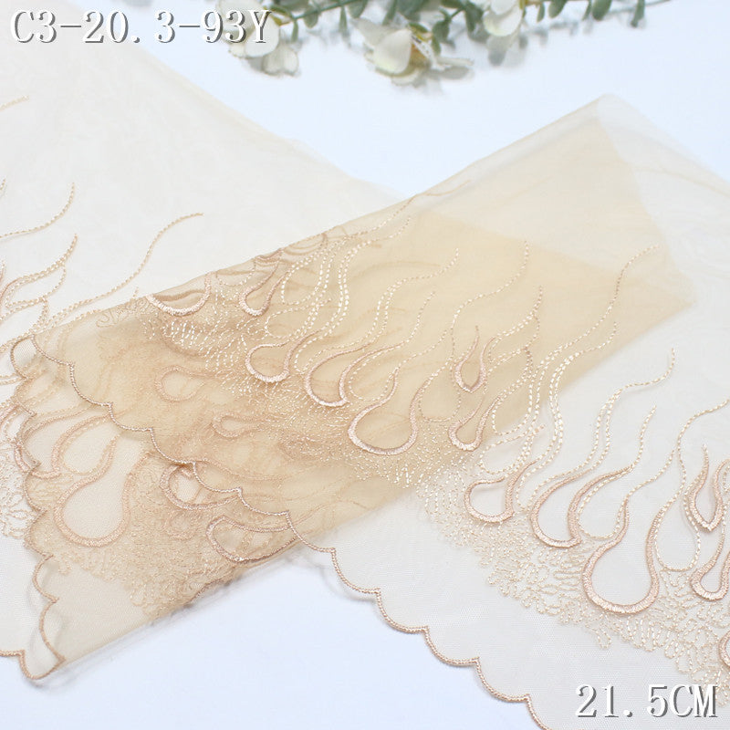 FREEDOMBEAUTY | Light mesh embroidery lace streamline flame pattern, clothing underwear curtain lace accessories