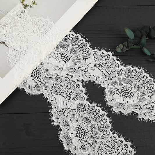 FREEDOMBEAUTY | [laser-cut lace] White nylon silk lace, elastic hollow lace weave, home textile clothing Lolita lace accessories