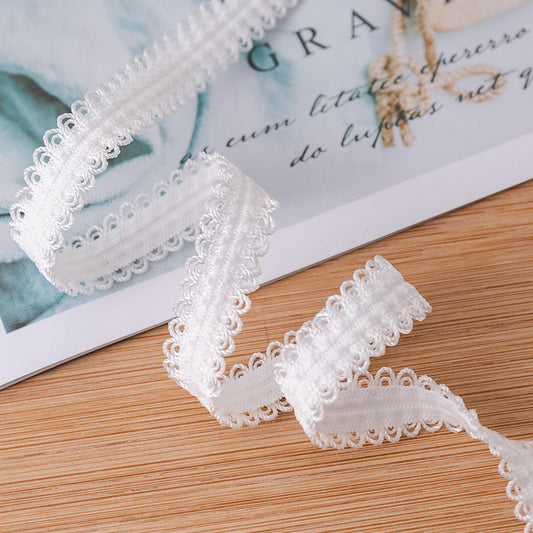 FREEDOMBEAUTY | The manufacturer supplies 1.2cm knitted white double bud strap, nylon elastic skin-friendly centipede bud decorative elastic strap