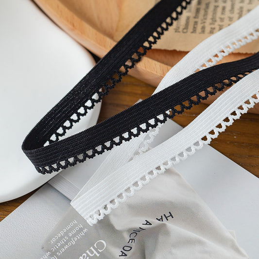 FREEDOMBEAUTY | Factory direct 1.2CM nylon elastic bud belt black and white spot, handmade DIY women's underwear decorative elastic