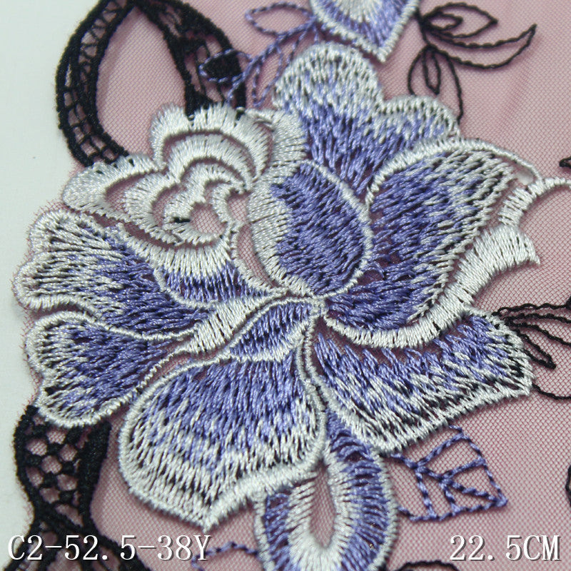 FREEDOMBEAUTY | Mesh embroidery lace classical exquisite two-color flower, clothing underwear home lace accessories