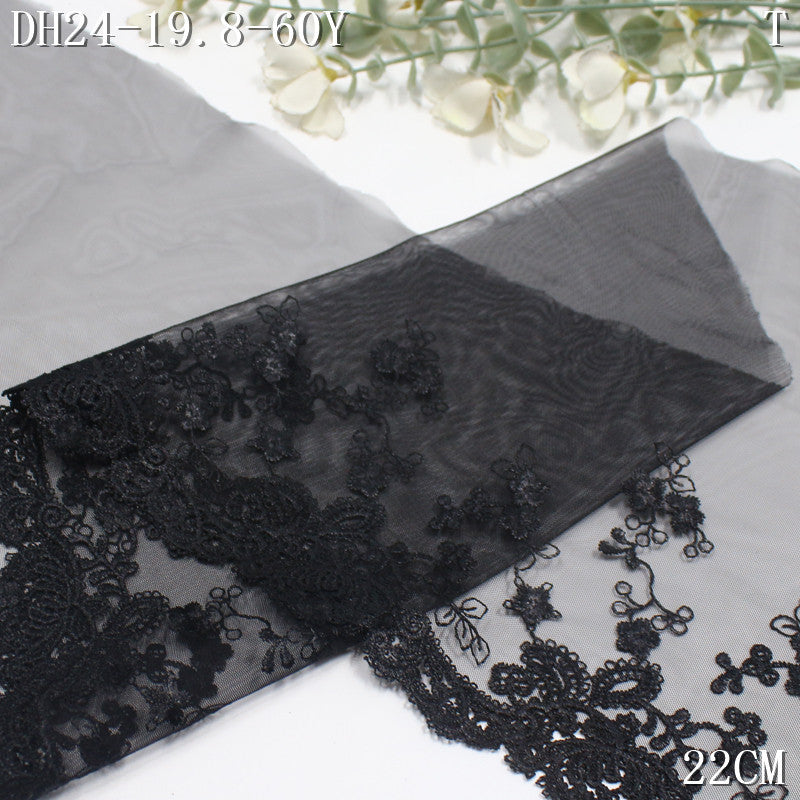 FREEDOMBEAUTY | Spot black retro classic mesh water-soluble embroidery lace 22cm skirt underwear lace accessories DIY