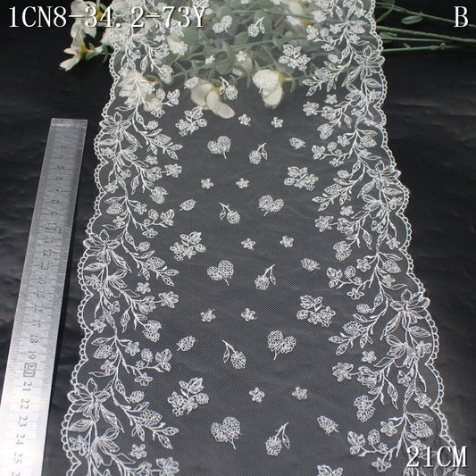 FREEDOMBEAUTY | [1Pack] This white simple flower cluster light mesh embroidery lace, dress wedding dress DIY lace lace accessories